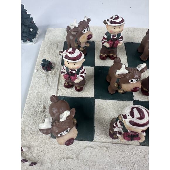 Christmas Tic-Tac-Toe Set Elves Reindeer Games Decor Resin - Picture 5 of 9
